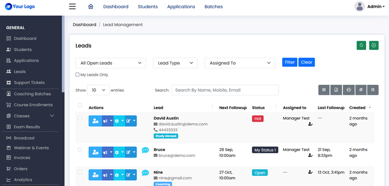 Lead Management Features